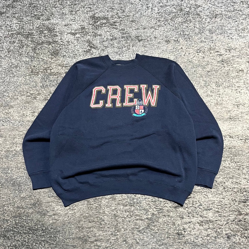 Vintage Crew Crewneck Sweatshirt Mens Large Navy Blue Tultex 80s 90s